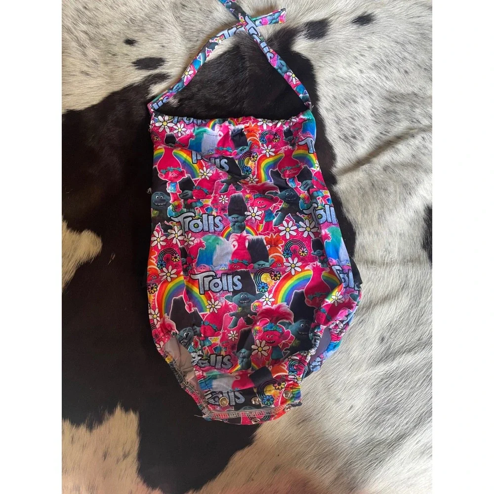 Girls Trolls One Piece Bubble Romper Size 4T Colorful‎ Rainbow Poppy & Branch